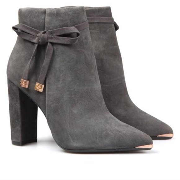 Ted Baker London Shoes - TED BAKER London Qatena Suede Bow Tie Heel Booties (Size 8.5) FITS LIKE AN 8!